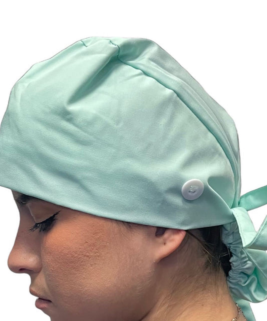 Ponytail Scrub Hat with Buttons