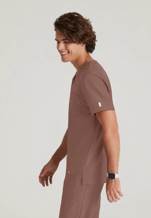 Grey's Anatomy by Barco Evolve STRETCH Journey Men's 1-Pocket Tuck In V-Neck Scrub Top #GSST179