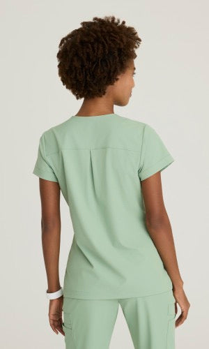 Skechers by Barco Ripstop Trek Women's 2-Pocket STRETCH Rounded Zip Neck Tuck In Scrub Top #SKT284