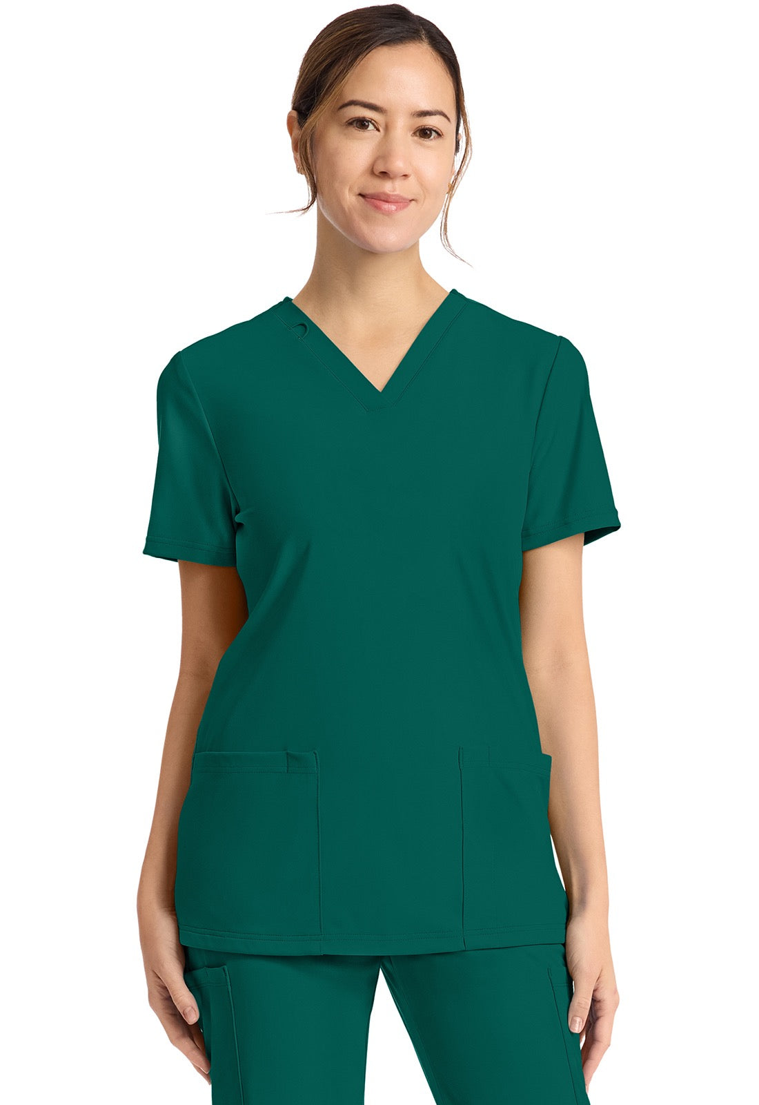 Cherokee Achieve Women's 2-Pocket STRETCH V-Neck Knit Scrub Top #CK832