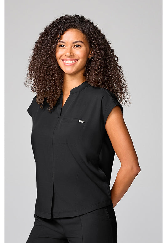 Mandarin Collar Top in Black |HH757