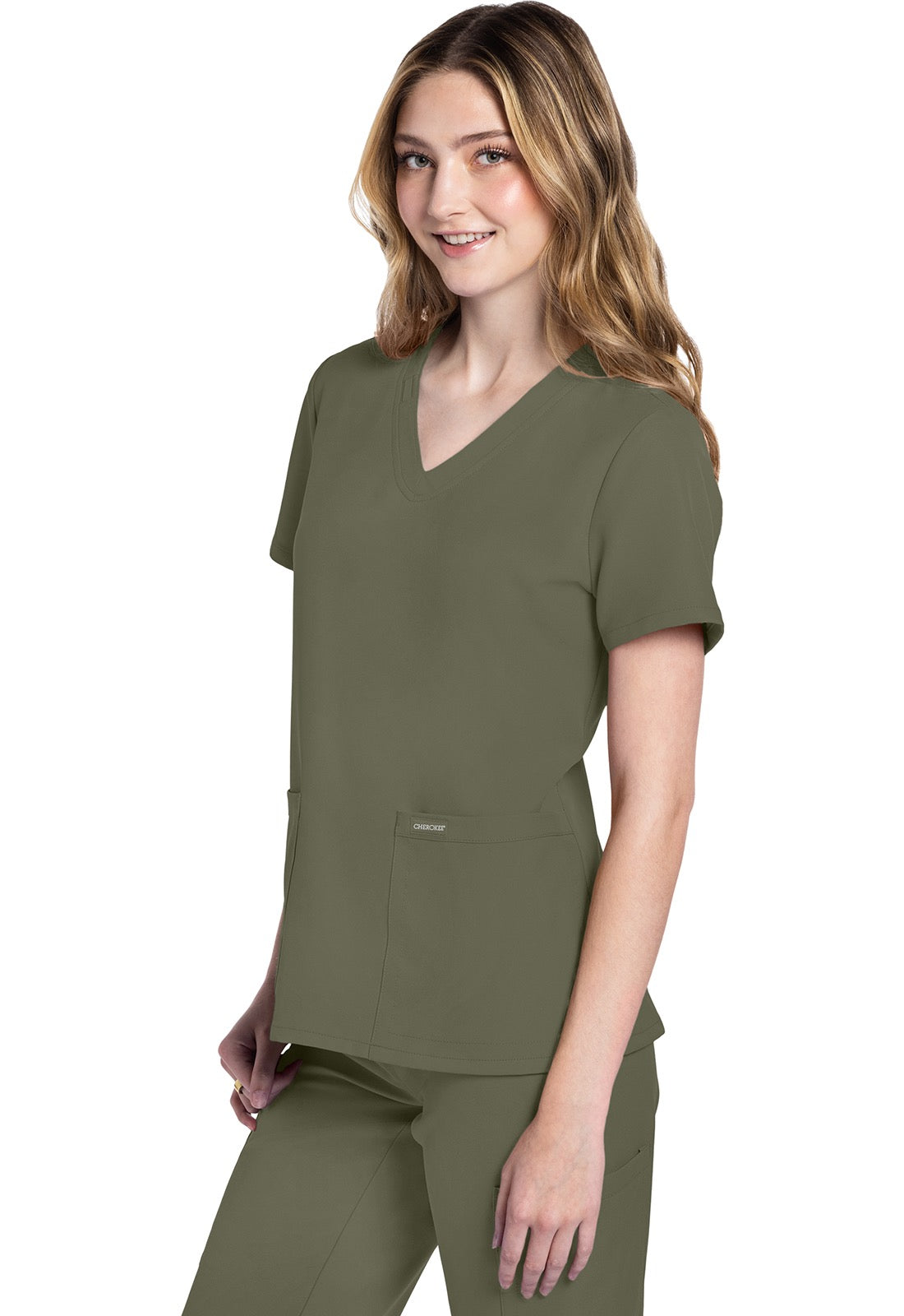Cherokee Workwear Originals Ultra Women's 2-Pocket V Neck Scrub Top #CK953
