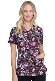 Floral Cherokee Infinity Print V Neck Scrub Top #CK634