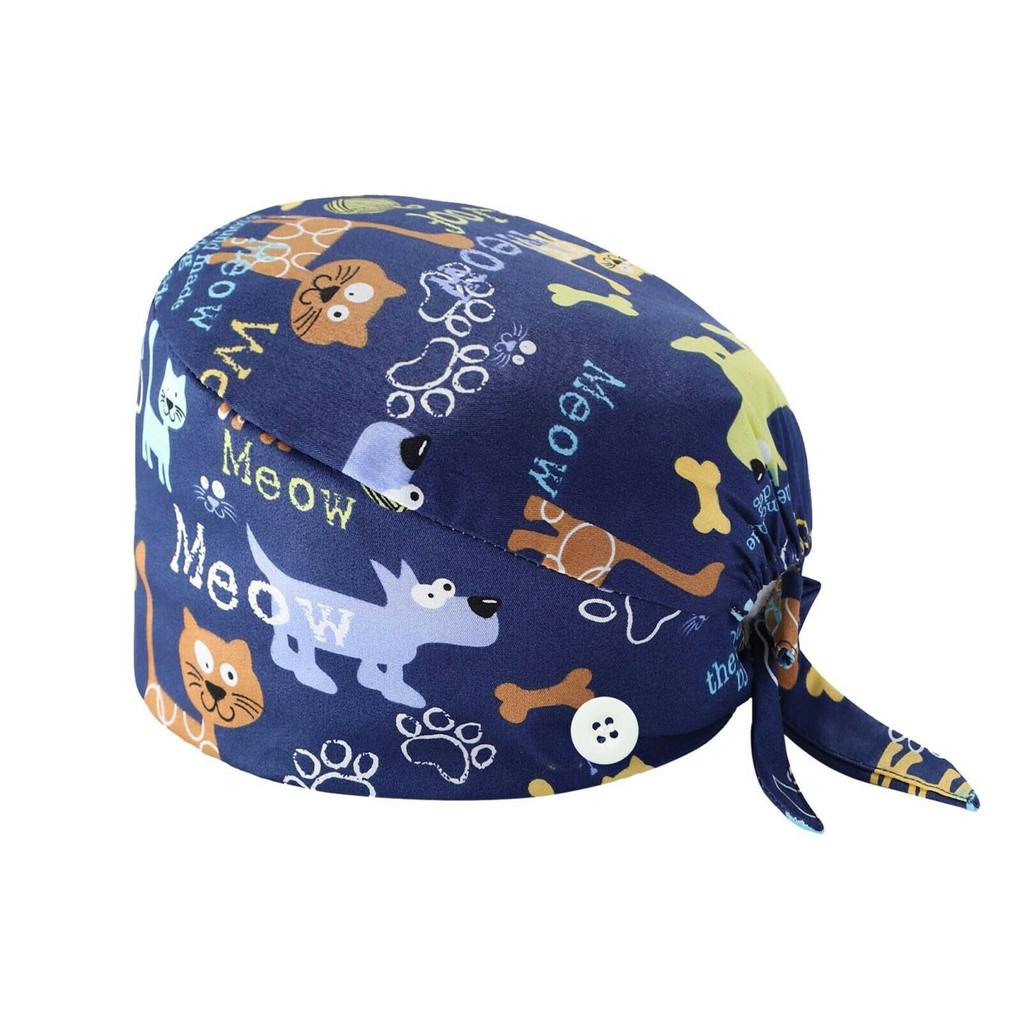 Meow Friends Scrub Hat with Buttons in One Size