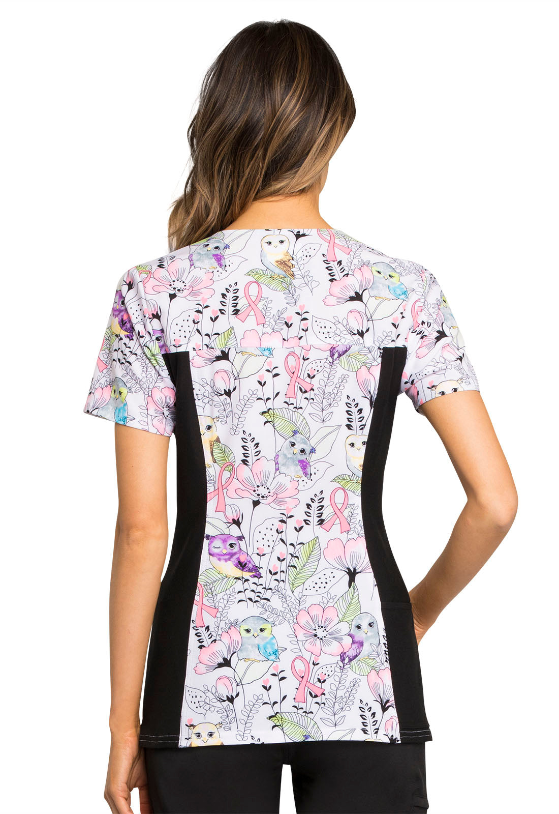 Cherokee iFlex Women's V-Neck Printed Knit Panel Top | #CK636