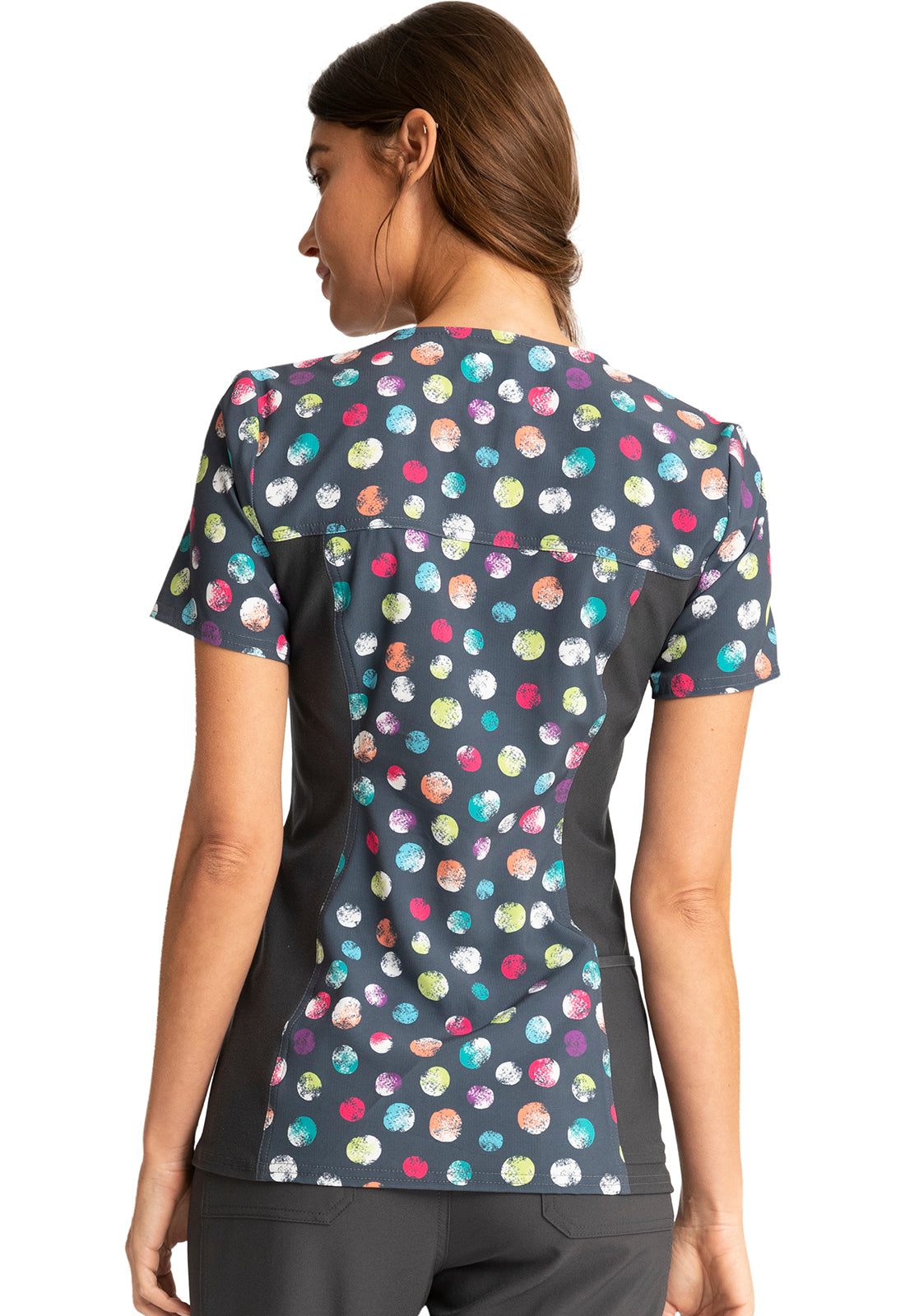 Cherokee iFlex Women's V-Neck Printed Knit Panel Top | #CK636