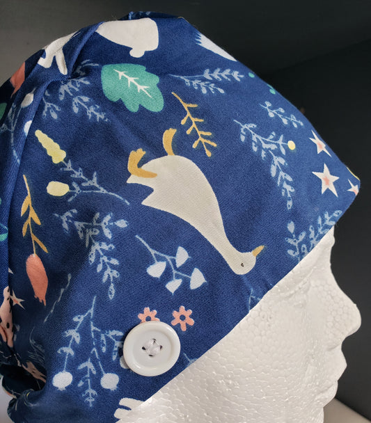 Scrub Hat with Buttons in One Size