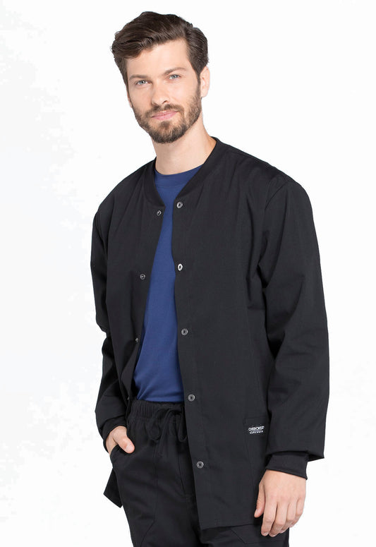 Cherokee Men's Snap Front Jacket with Long Sleeve Rib-knit Collar and Cuffs #WW360