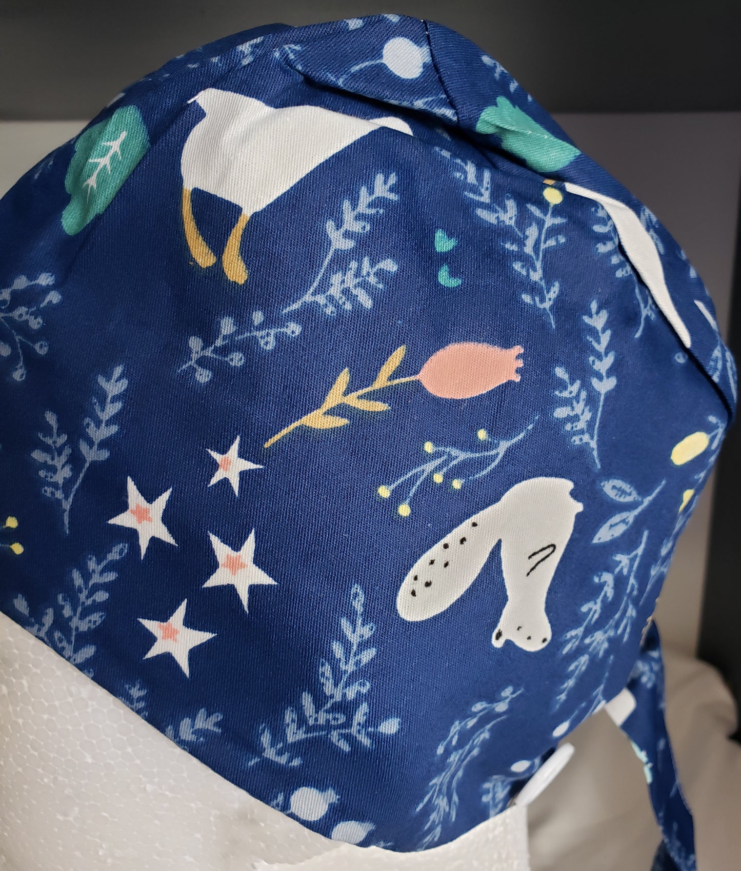 Scrub Hat with Buttons in One Size