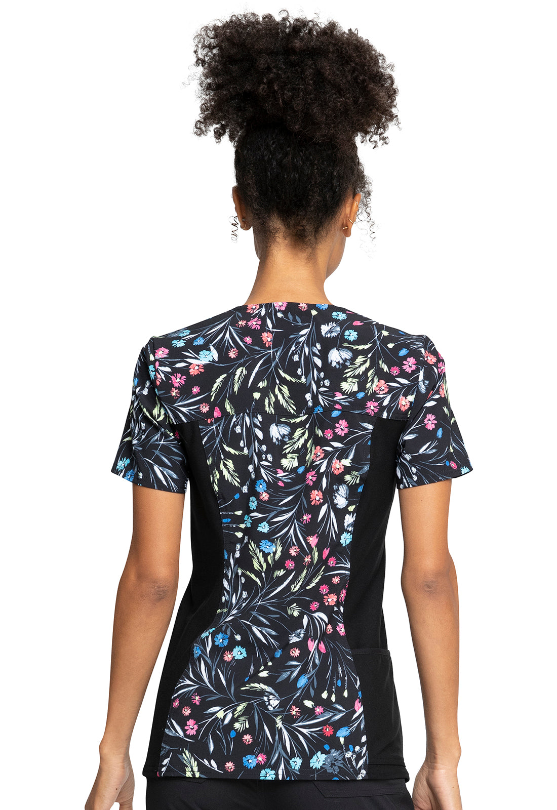 Cherokee iFlex Women's V-Neck Printed Knit Panel Top | #CK636