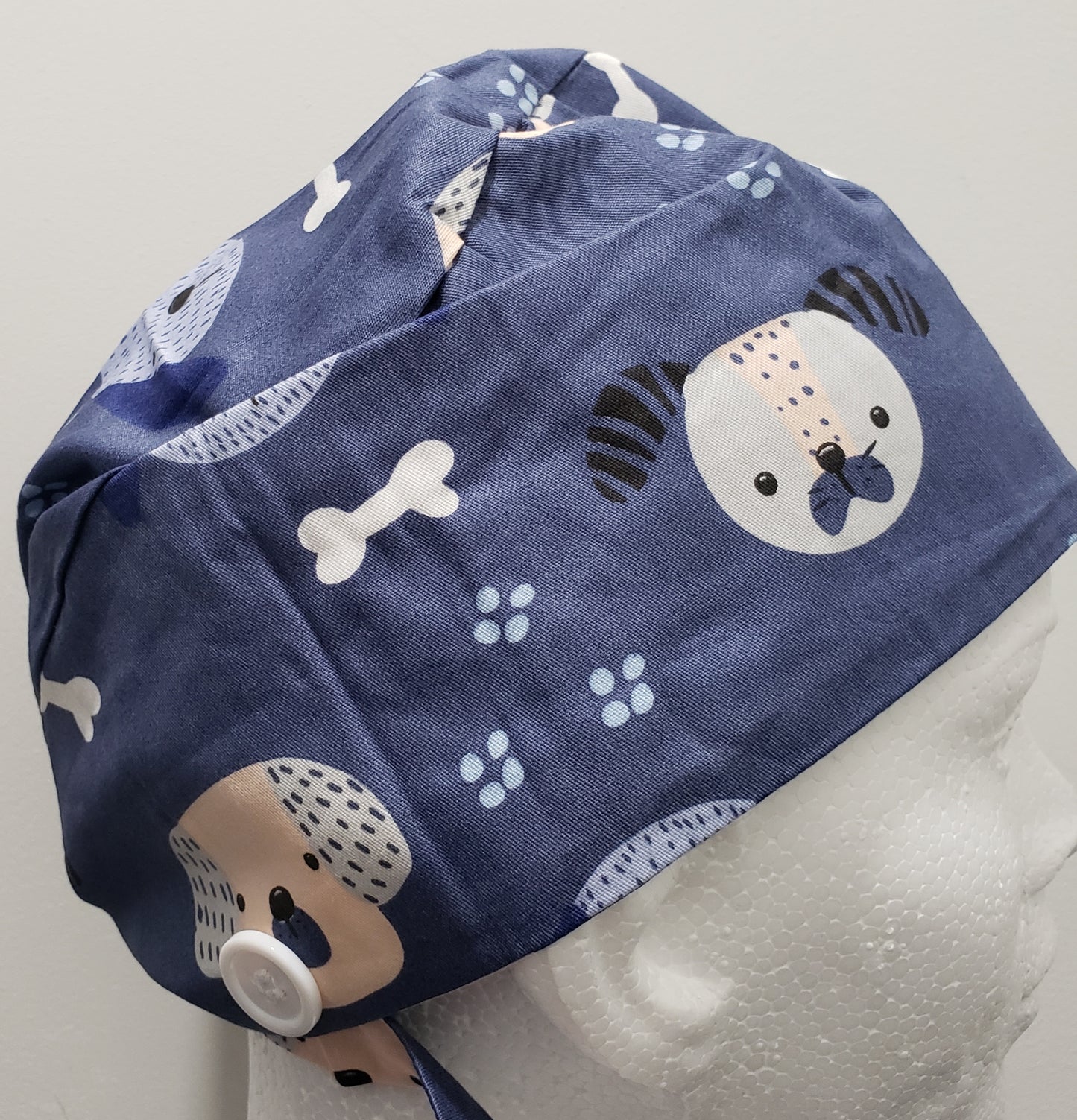 Dogs & Bones Scrub Hat with Buttons in One Size