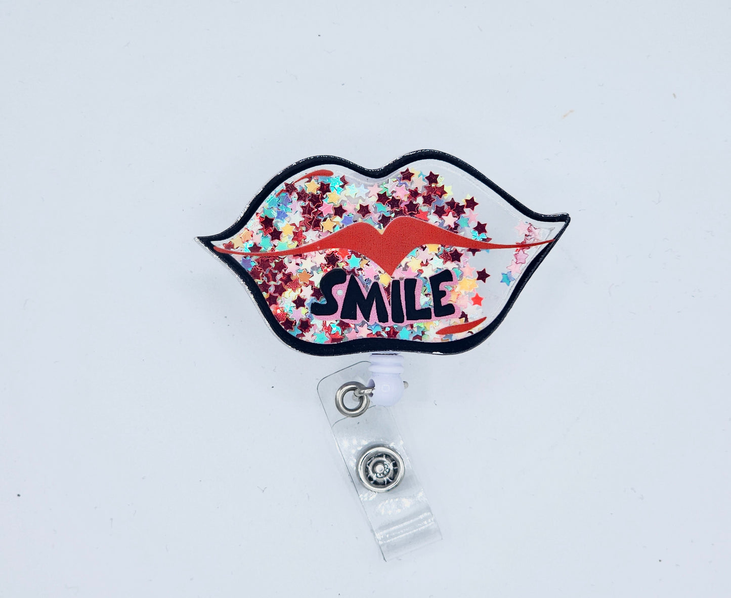 GLITTER LIPS ID BADGE/NAME TAG HOLDER