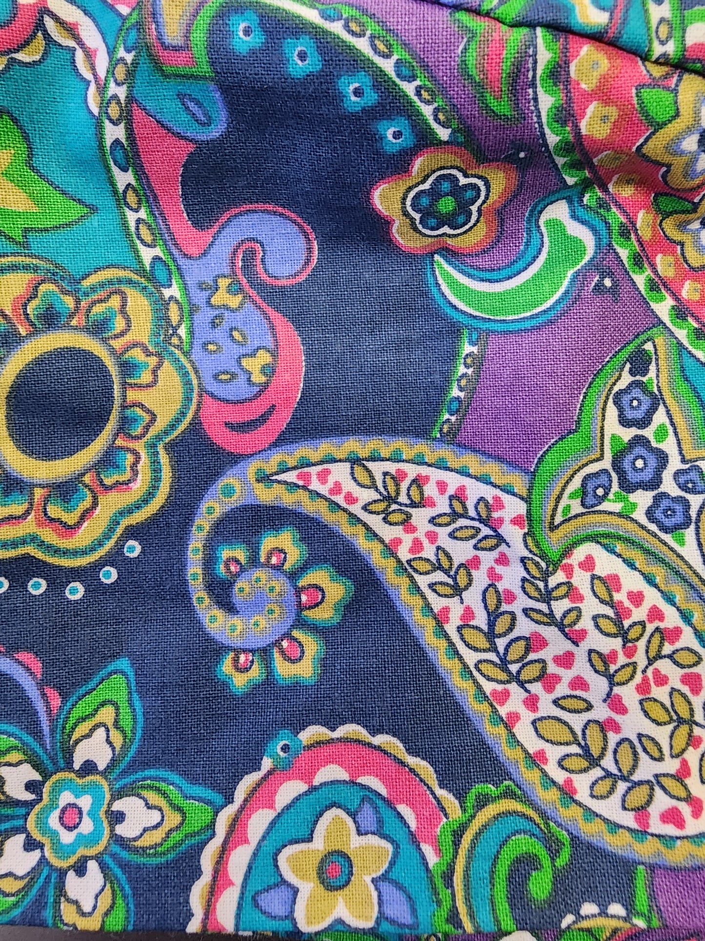 Paisley Scrub Hat with Buttons in One Size