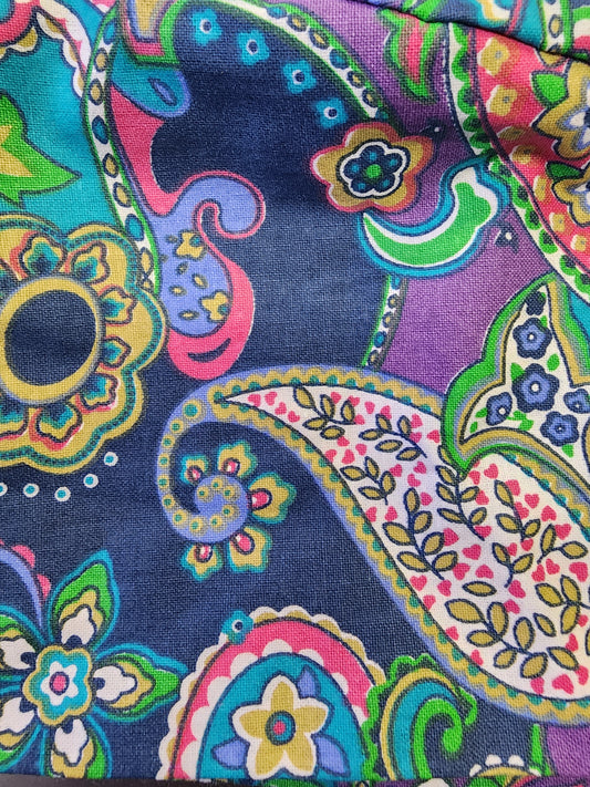 Paisley Scrub Hat with Buttons in One Size