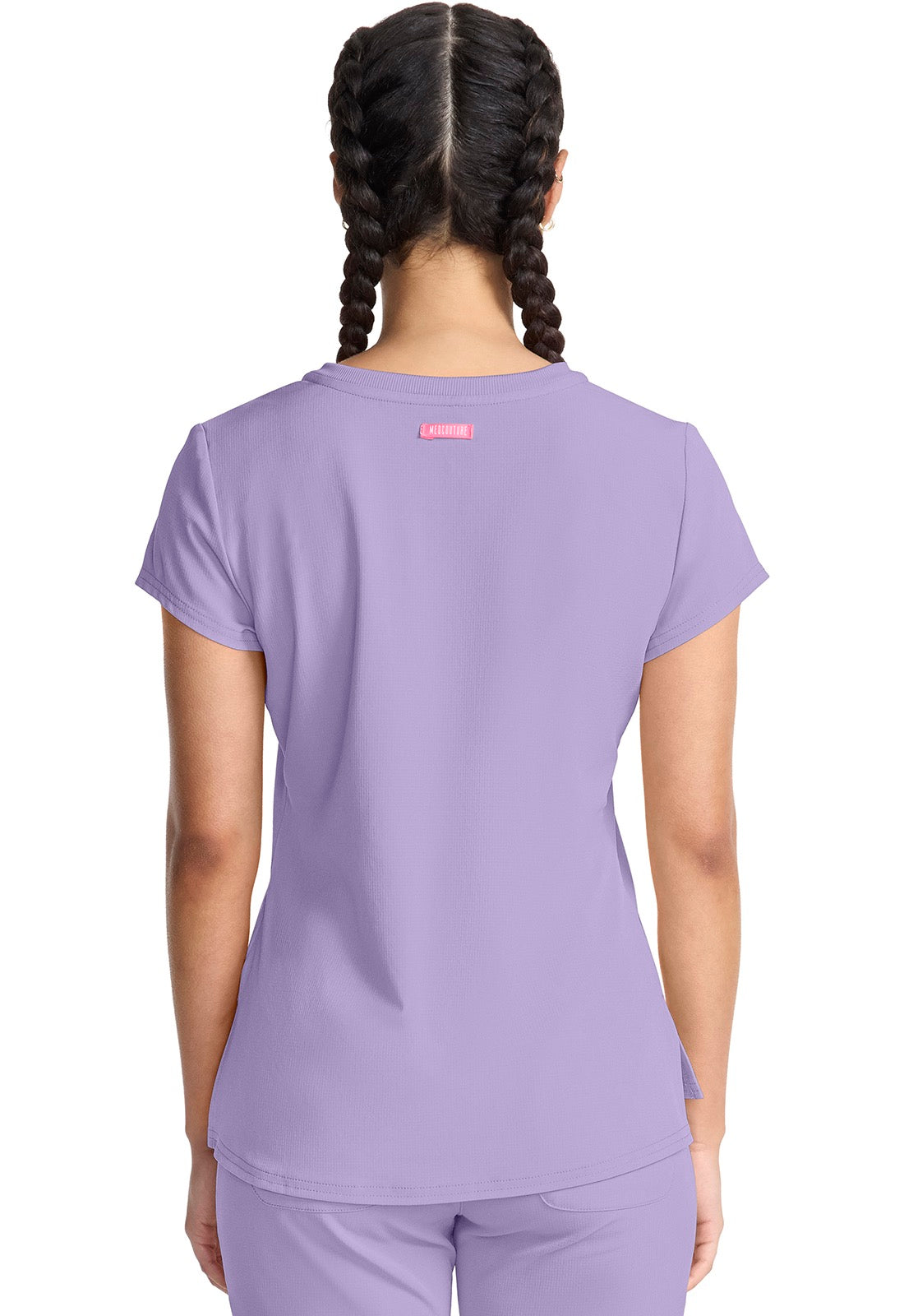 Med Couture Scrubs top for Women Medical Quarter Zip V-Neck Scrub Top Tuckable with Chest Pocket and Rounded Hem #MC705