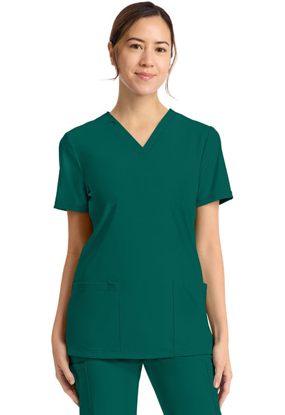 Cherokee Achieve Women's 2-Pocket STRETCH V-Neck Knit Scrub Top #CK832
