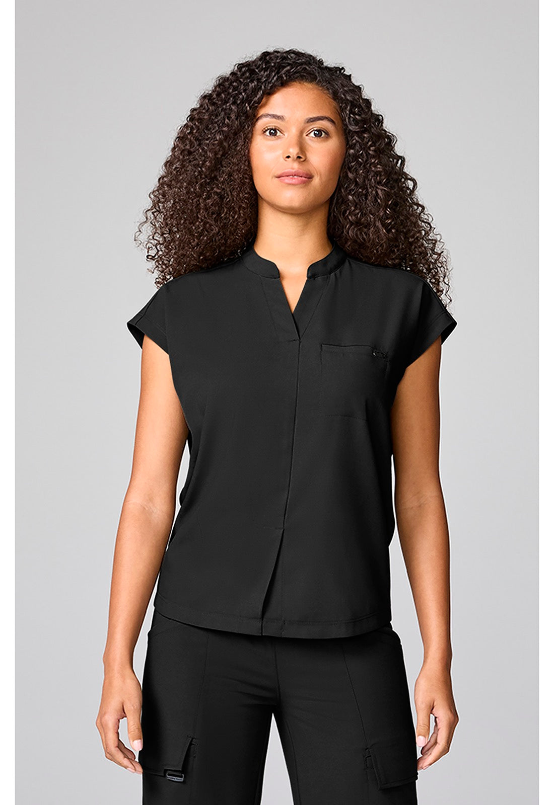 Mandarin Collar Top in Black |HH757