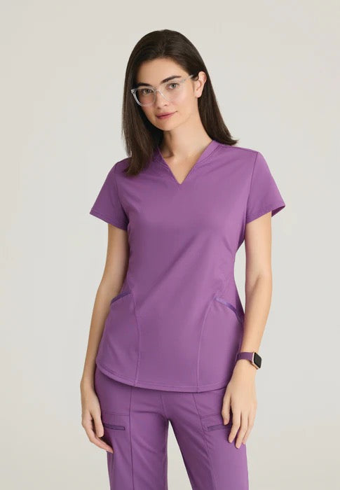 Grey's Anatomy by Barco Knit STRETCH Define Women's 2-Pocket Banded Notched V-Neck Scrub Top  #GRST249