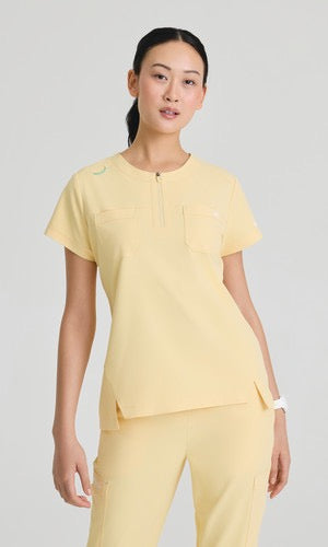 Ripstop Trek Women's 2-Pocket STRETCH Rounded Zip Neck Tuck In Top #SKT284