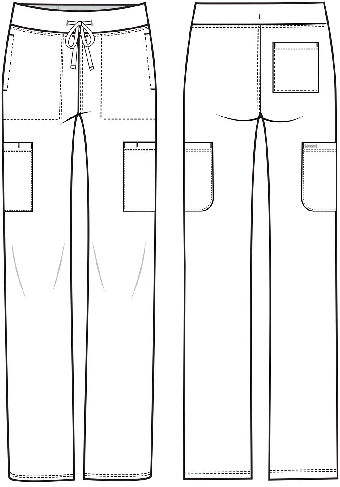 Cherokee Achieve Women's 5-Pocket STRETCH Drawstring Cargo Knit Scrub Pants #CK096 Tall