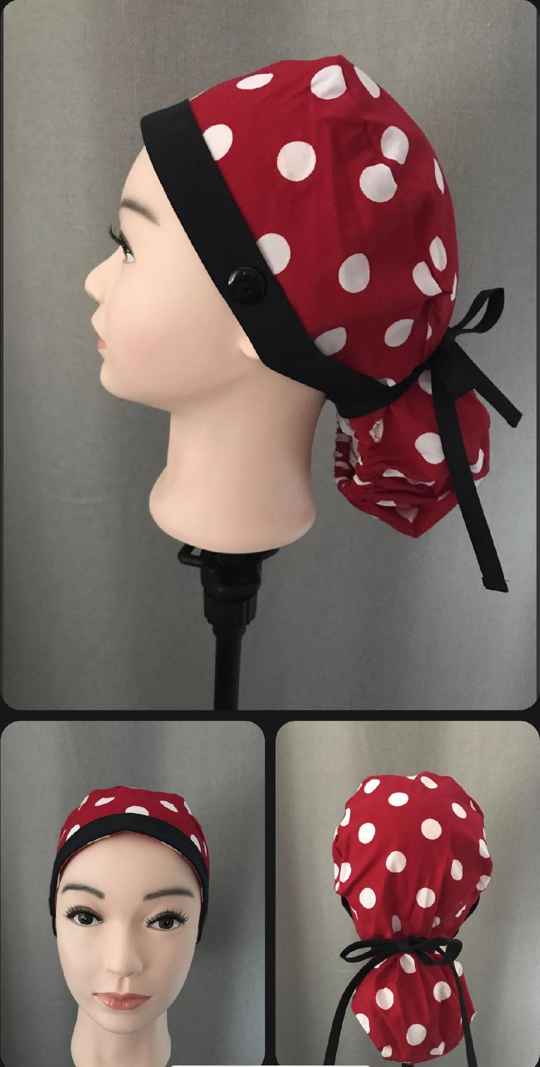Ponytail Scrub Hat with Buttons