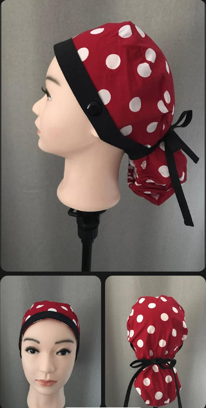 Ponytail Scrub Hat with Buttons