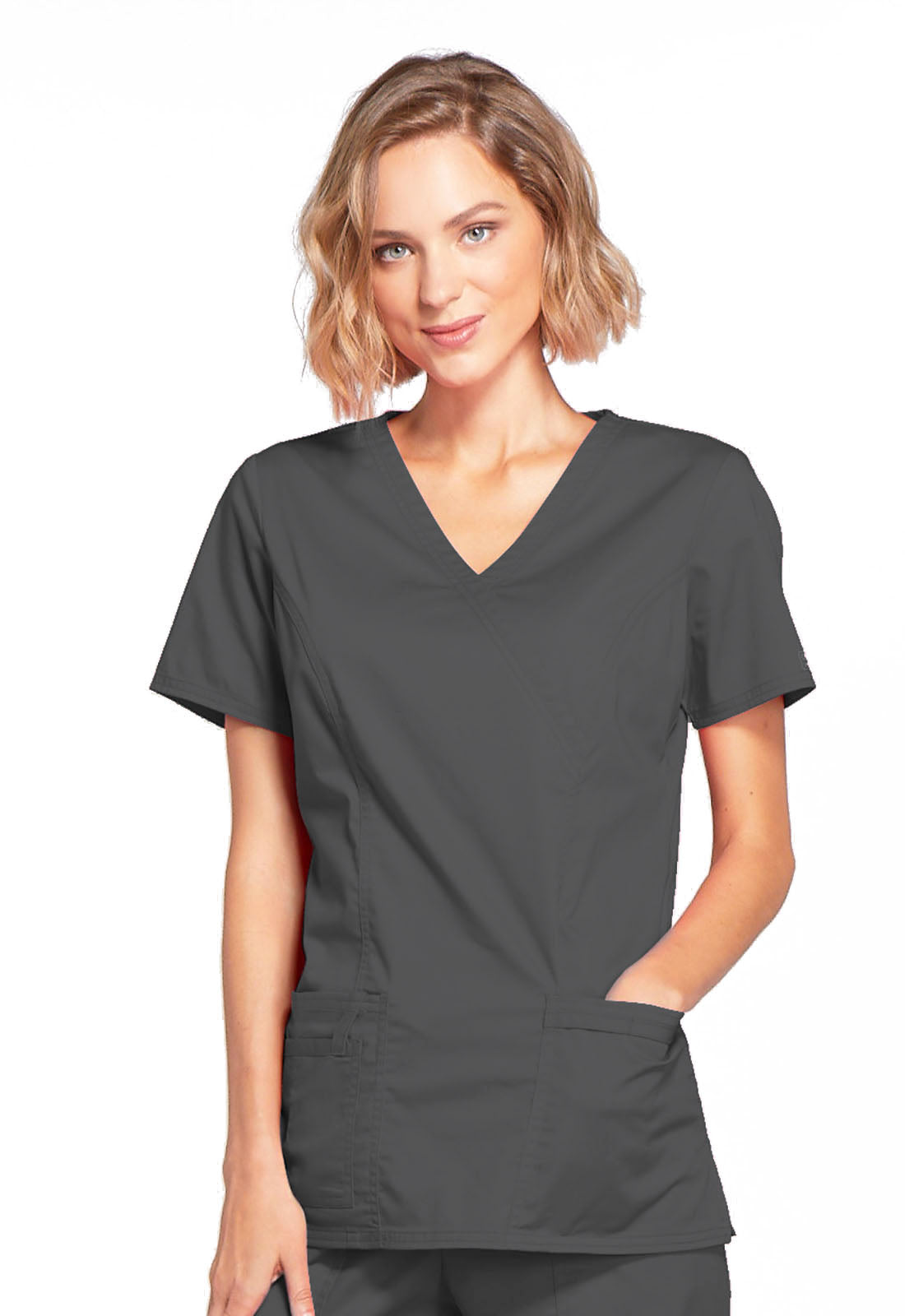 Cherokee Women Scrubs Top Workwear Core Stretch Mock Wrap #4728