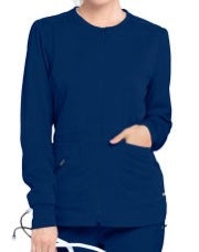 BARCO Spandex 4 Pocket Round Neck Zip Front Scrub Jacket #GRSW017