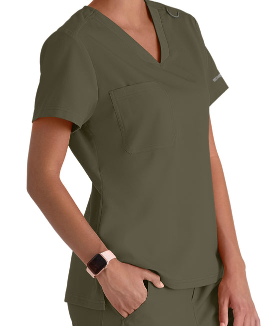 Grey's Anatomy Spandex Stretch Bree V-Neck Top #GVST028