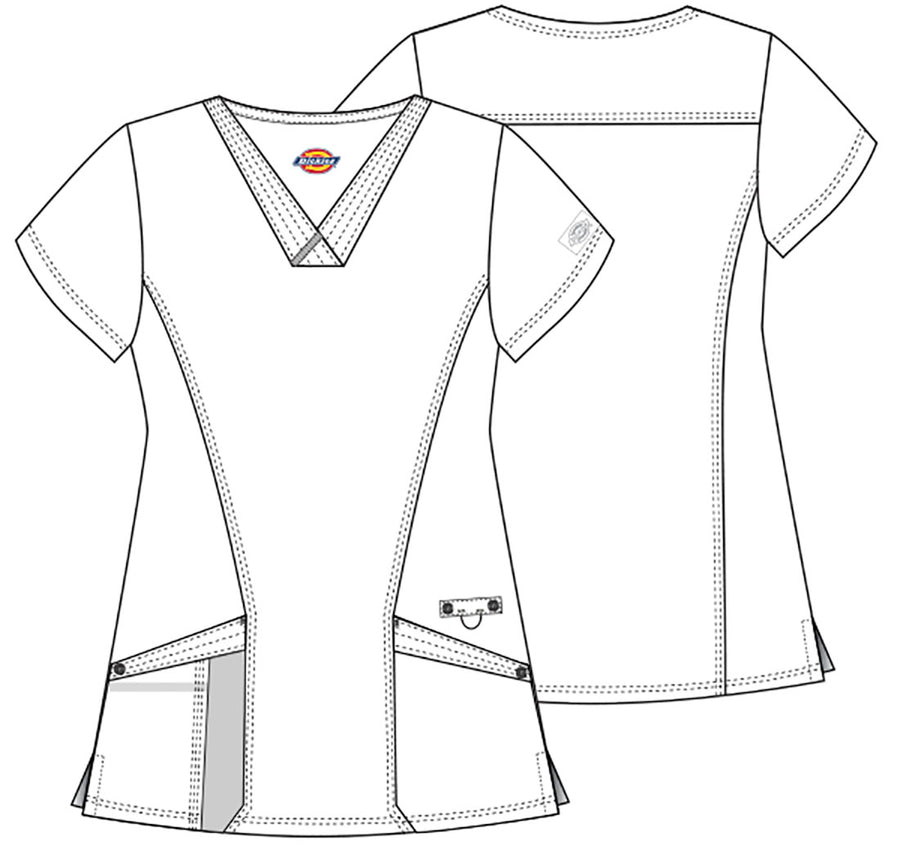 Dickies Advance Women Scrubs Top V-Neck with Patch Pockets #DK755