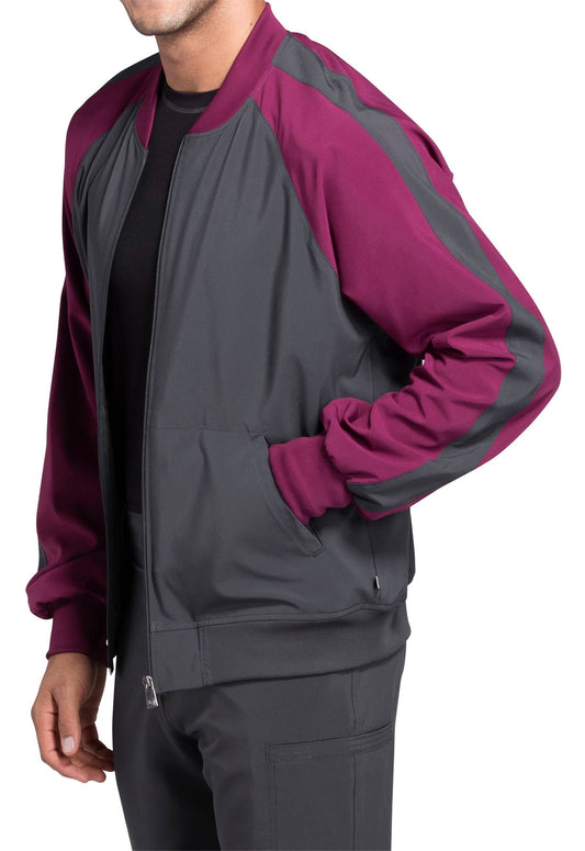 Cherokee Infinity Men's Colorblock Zip Up Warm-Up Scrub Jacket #CK330A