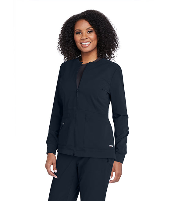 BARCO Spandex 4 Pocket Round Neck Zip Front Scrub Jacket #GRSW017