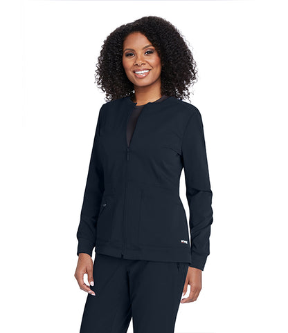 BARCO Spandex 4 Pocket Round Neck Zip Front Scrub Jacket #GRSW017